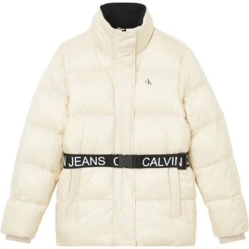 Image of Calvin Klein Jeans Logo Waist Short Jacket - MUSLIN ACJ