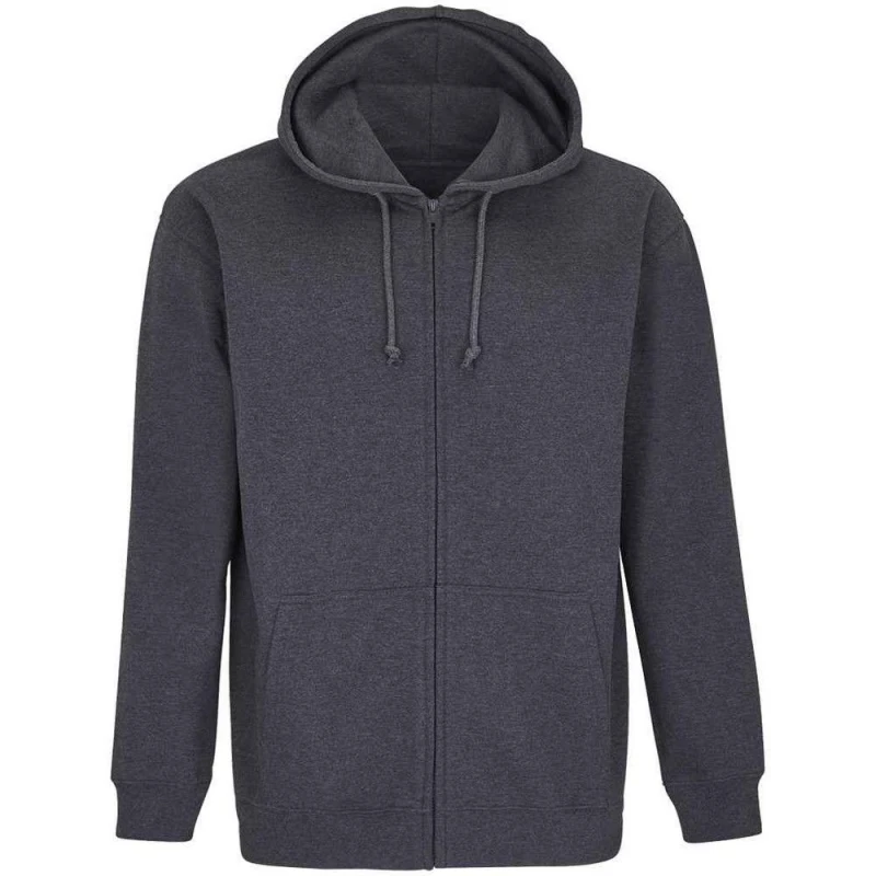 Image of SOL'S Mens Carter Marl Full Zip Hoodie in Charcoal Size: XS Charcoal Male XS