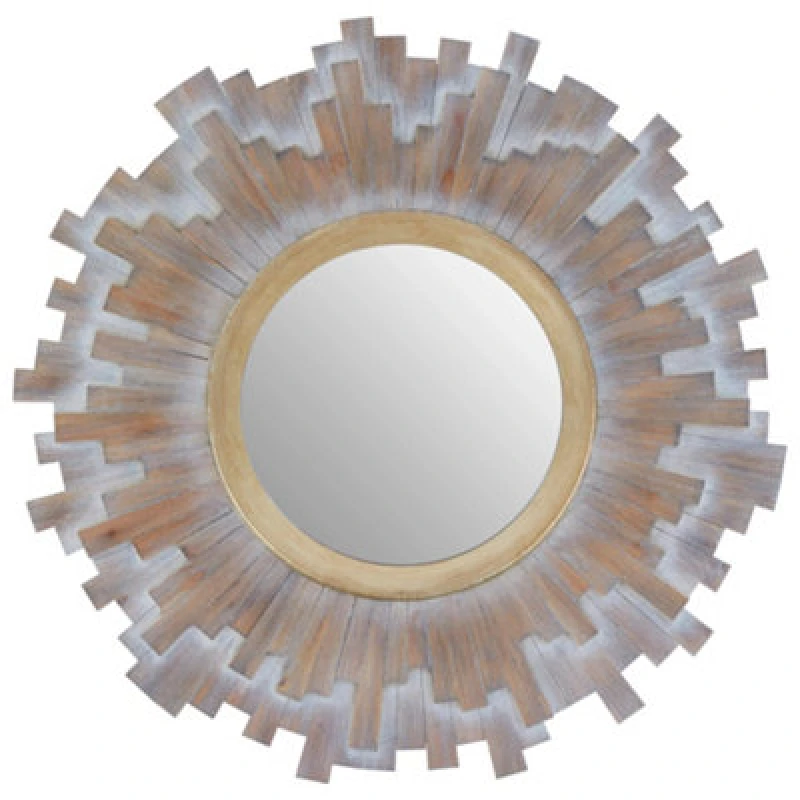 Image of Orsina Sunburst Multilevel Wooden Wall Mirror