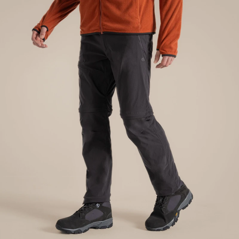 Image of Craghoppers Craghoppers Men NosiLife Pro Insect-Repellent Lightweight Stretch Zip-Off Trouser in Dark Grey Size: 36R Dark Grey 36R Male 506326000268