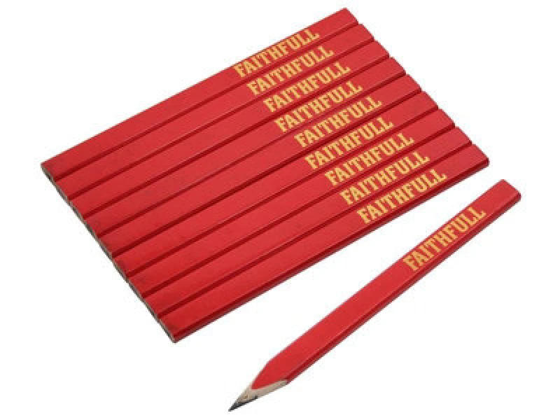 Image of Faithfull FSC Certified Carpenters Pencils Red FAICPR10FSC Qty: Pack of 10