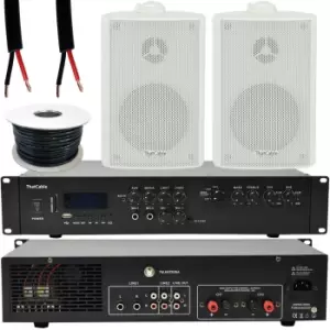 Image of 400W LOUD Outdoor Bluetooth System 2x White Speaker Weatherproof Garden Music