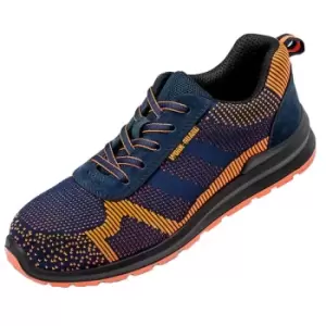 Image of Result Work-Guard Unisex Adults Suede Trim Safety Trainer (4 UK) (Navy/Orange) - Navy/Orange