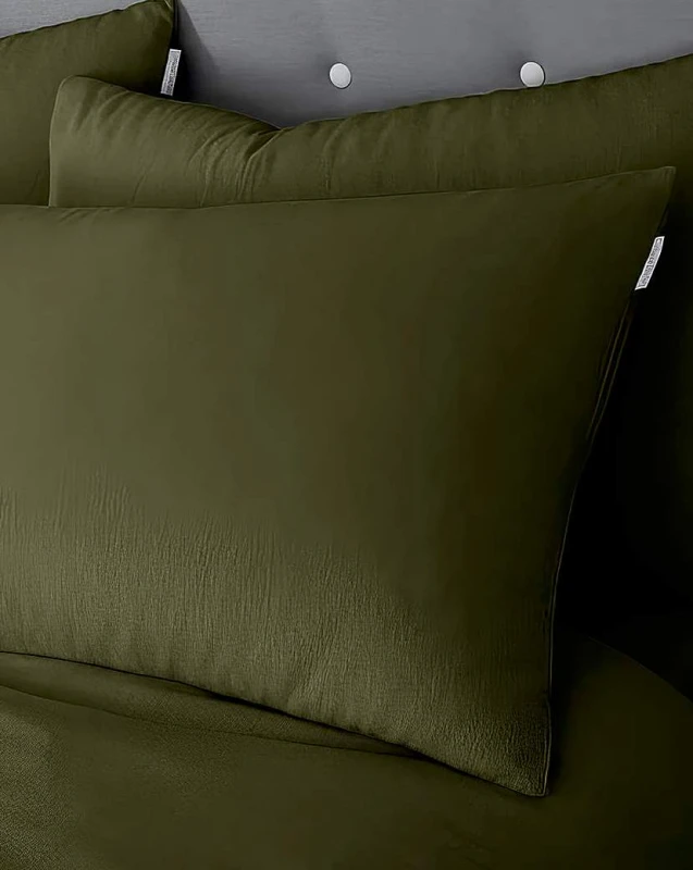 Image of Catherine Lansfield Brushed Cotton Soft and Cosy Pillowcase Green