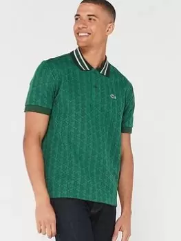 Image of Lacoste All Over Monogram Polo Shirt - Green Size M Men