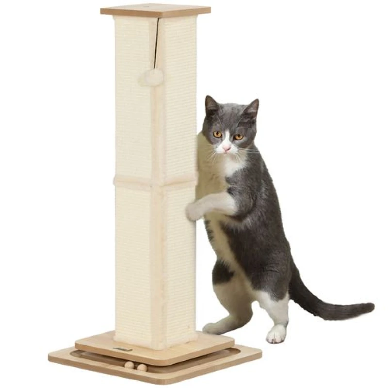 Image of PawHut 87cm Cat Scratching Post 3 in 1 Cat Scratcher w/ Track Ball Toy - Pawhut 5061025051694