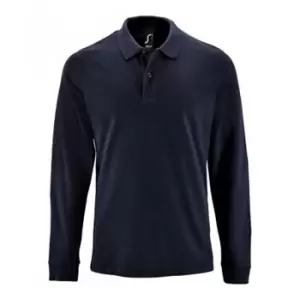 Image of SOLS Mens Perfect Long Sleeve Pique Polo Shirt (2XL) (French Navy)
