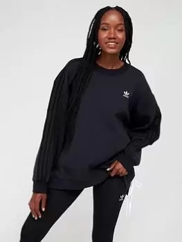 Image of adidas Originals Laced Crew Neck Sweat Top - Black, Size 18, Women