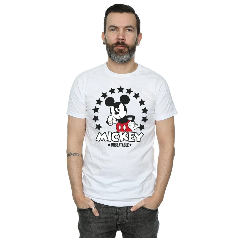 Image of Disney Men Mickey Mouse Unbeatable T-Shirt in White Size: Small White S Male 5057245540704