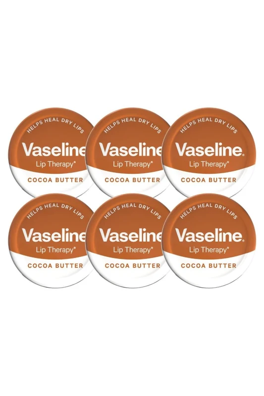 Image of Vaseline 'Lip Therapy' Petroleum Jelly, Cocoa Butter, 6 x 20gm White unisex