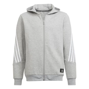 Image of adidas Future Icons 3-Stripes Full-Zip Hoodie Kids - Medium Grey Heather / White