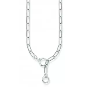 Image of Sterling Silver Zirconia Ring Clasp Link Necklace KE2192-051-14-L47