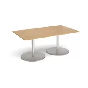 Image of Eternal rectangular boardroom table 1800mm x 1000mm - brushed steel base and oak top