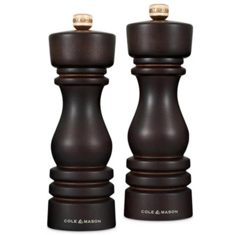 Image of Cole & Mason London Chocolate Wood Salt & Pepper Mill Set 180mm - Dark Brown