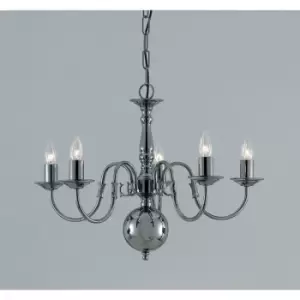 Image of Impex Flemish Gun Metal 5 Arm Chandelier