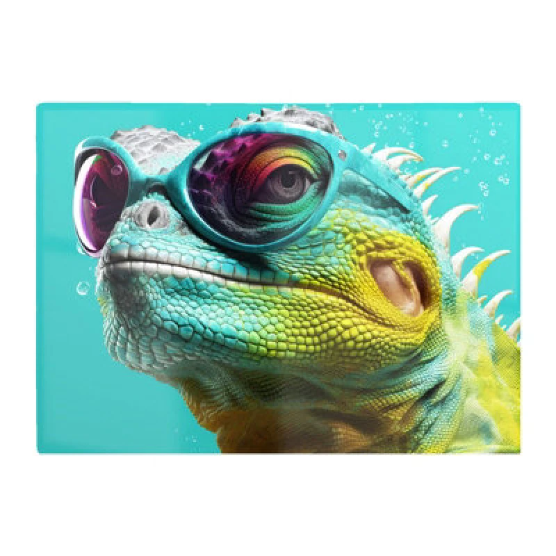 Image of Warren Reed Designer Splashart Iguana Wearing Glasses Chopping Board