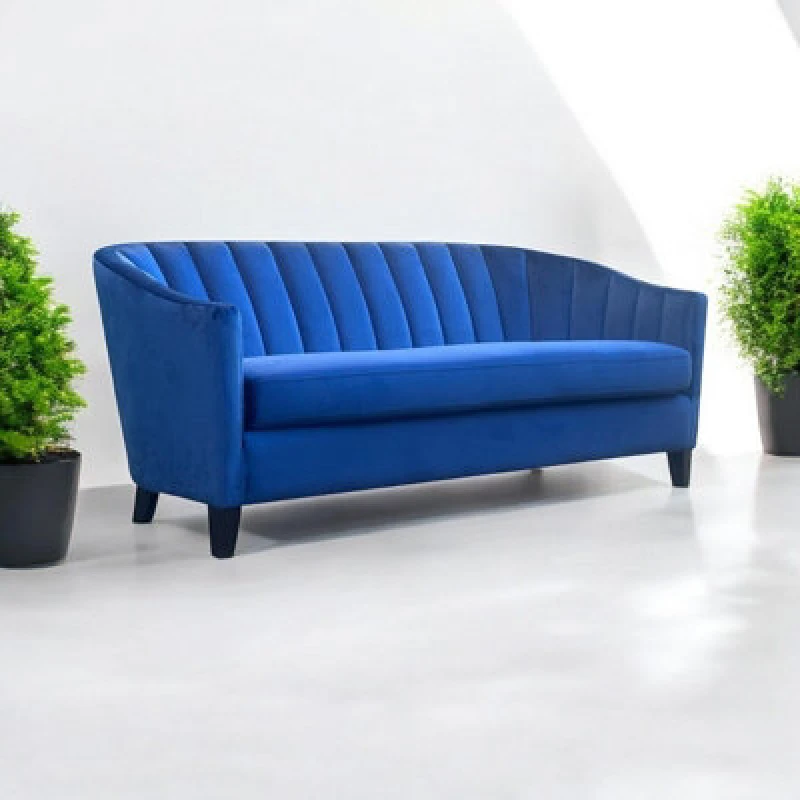 Image of MSL 189CM 3 SEATER Blue VELVET SOFA