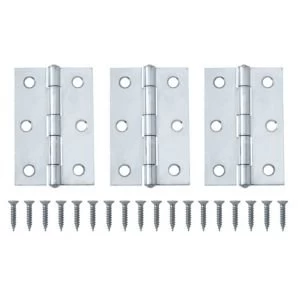 Image of Chrome effect Metal Butt hinge Pack of 3
