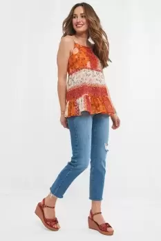 Image of Mixed Floral Patchwork Strappy Top