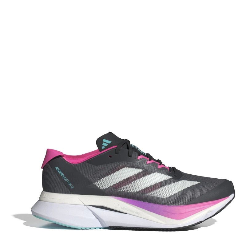 Image of adidas Adizero Boston 12 Road Running Shoes Womens Gry/Jade/Pnk female 3.5 (36)