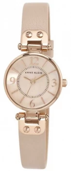 Image of Anne Klein Womens Cream Leather Strap Rose Gold Tone Case 10 Watch