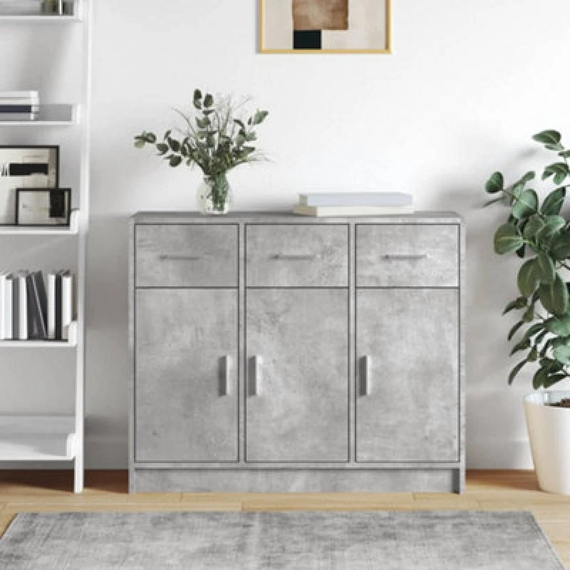 Image of VIDAXL Sideboard Concrete Grey 91x28x75cm Engineered Wood vidaXL 8720845886912