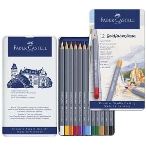 Image of Faber Castell Goldfaber Aqua Water'Col Pencils Set Tin of 12