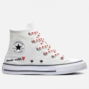 Image of Converse Kids Chuck Taylor All Star Heart Hi - Top Trainers - Vintage White - UK 1 Kids
