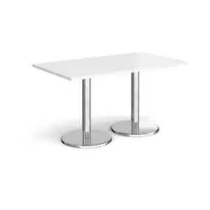 Image of Pisa rectangular dining table with round chrome bases 1400mm x 800mm - white