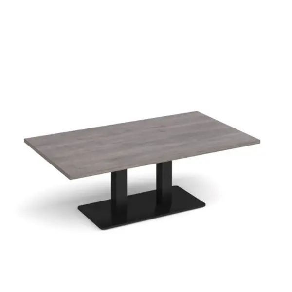 Image of Eros Eros rectangular coffee table with flat Black rectangular base and twin uprights 1400mm x 800mm - grey oak ECR1400-K-GO