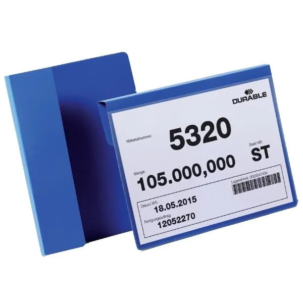 Image of Durable Durable - Hanging Ticket Holder Label Pocket Document Pouch 50 Pack A5 Blue - Navy Blue 50006233
