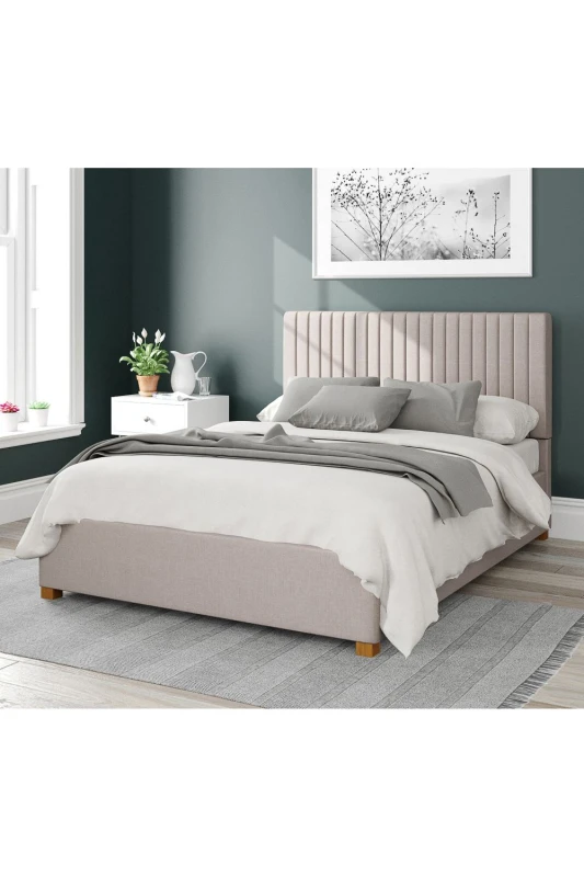 Image of Aspire Aspire Grant Upholstered Ottoman Storage Bed, Eire Linen Fabric in Off White Size: Small Double Off White Small Double Unisex 5057632171993