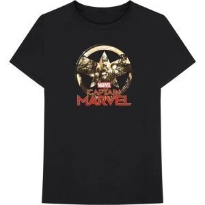 Image of Marvel Comics - Captain Marvel Star Logo Unisex Medium T-Shirt - Black