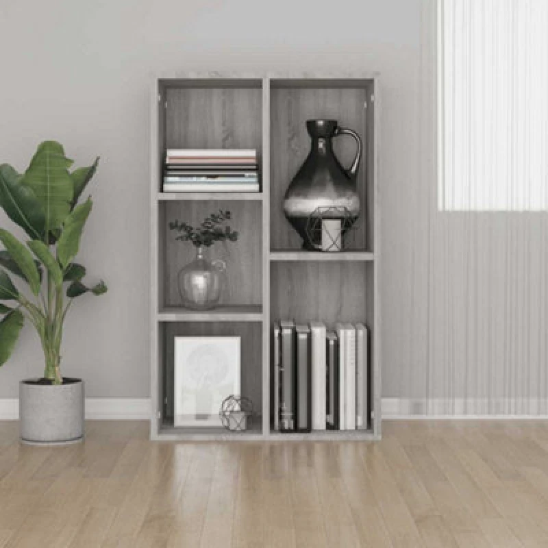 Image of Vidaxl Book Cabinet/Sideboard Grey Sonoma 50X25X80 Cm Engineered Wood, Grey 826612
