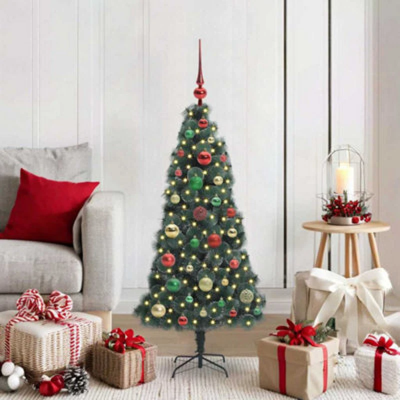 Image of vidaXL Artificial Pre-lit Christmas Tree with Multicolour Ball Set Green 120 cm, Green 3396149