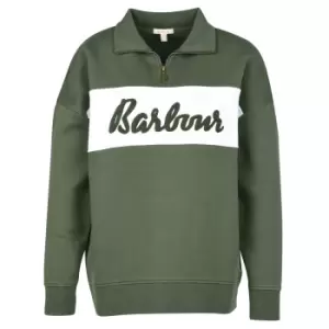 Image of Barbour Womens Otterburn 1/4 Zip Sweatshirt Olive/White 16