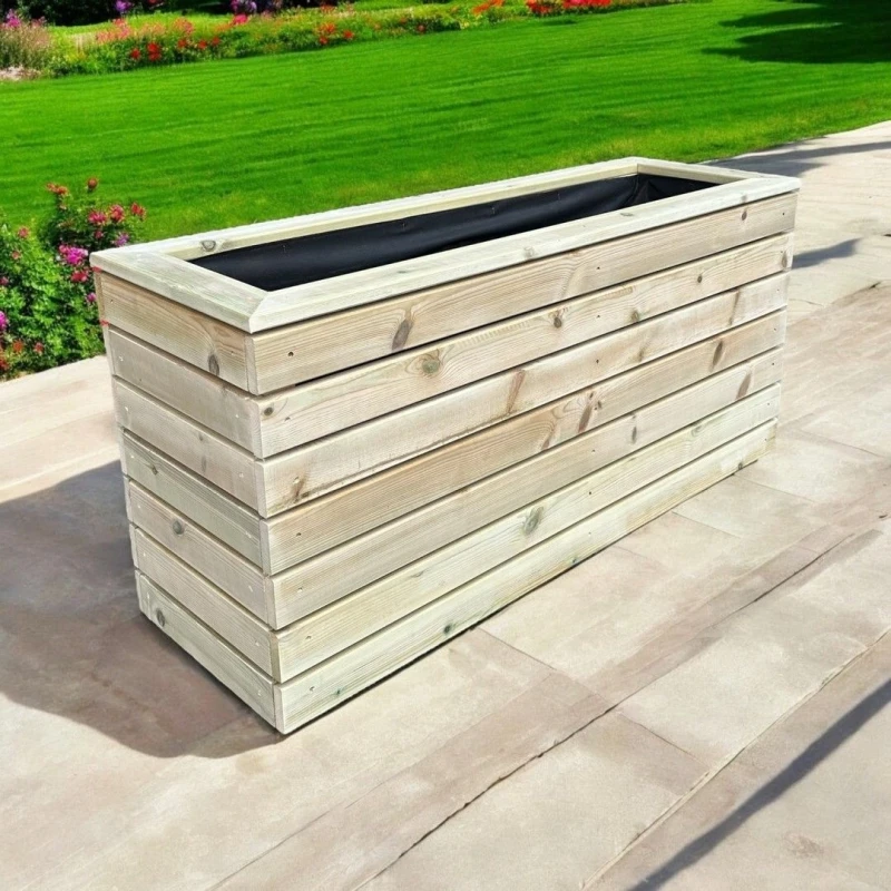Image of Buttercup Farm London Garden Planter - Pressure Treated Wood - L90 x W50 x H50cm in Brown Brown Unisex