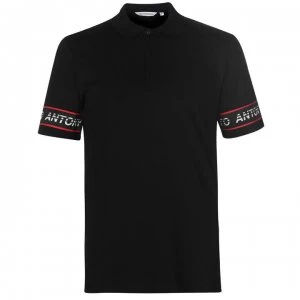 Image of Antony Morato Tape Sleeve Polo Shirt - Black 9000