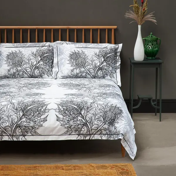 Image of Timorous Beasties Thistle Duvet Set, Double, Carbon