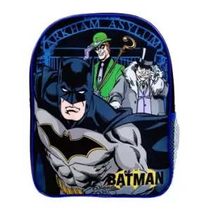 Image of Batman Childrens/Kids Arkham Asylum Premium Backpack (One Size) (Black/Blue)