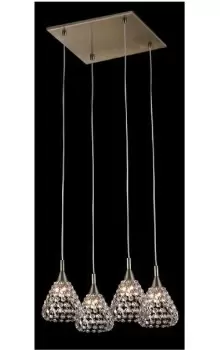 Image of Simone 4 Light Antique Brass Ceiling Square Pendant Cluster Pendant Ceiling Light