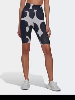 Image of adidas Marimekko Rib Short Tights Knee Length, Purple Size M Women