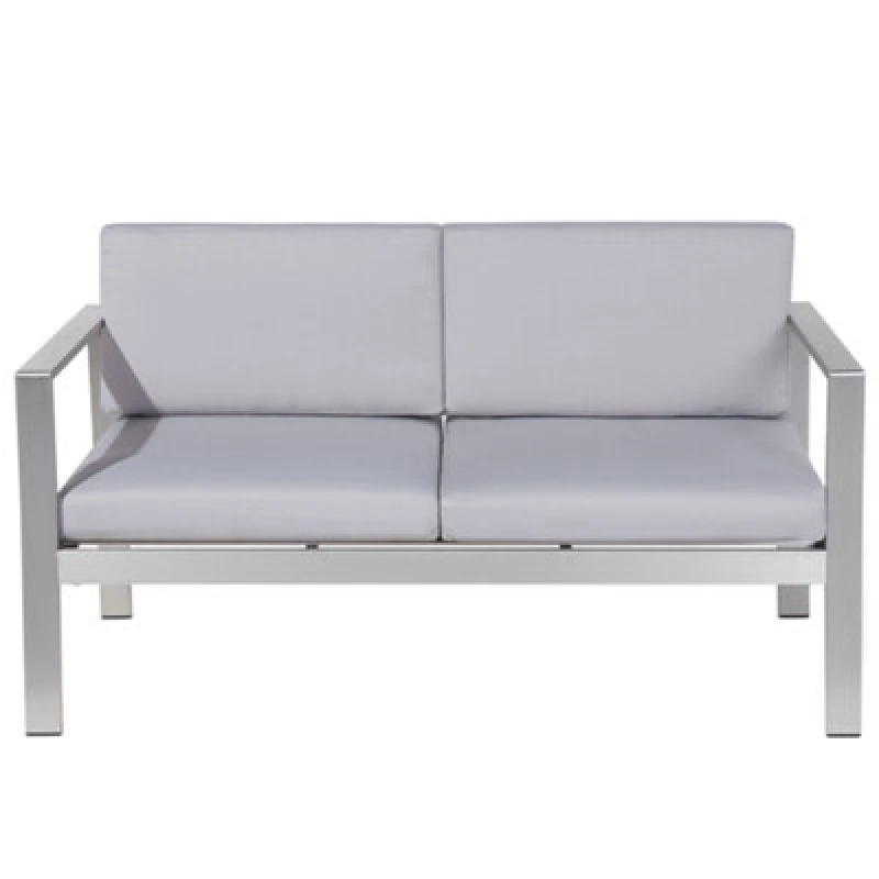 Image of Beliani Garden Sofa 2 Seater Salerno Metal Light Grey