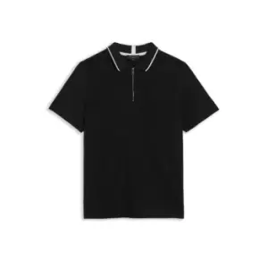 Image of Ted Baker Buer Zip Up Polo Shirt - Black