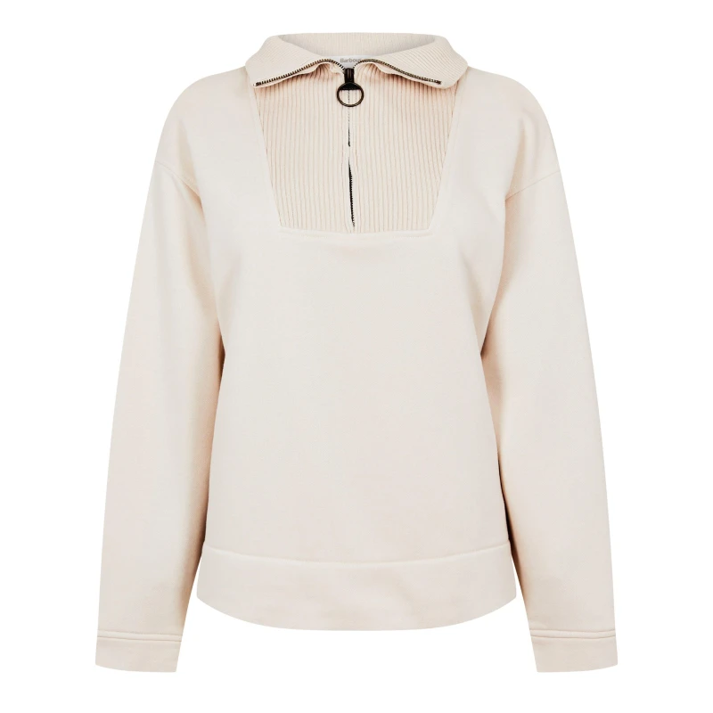 Image of Barbour Fleur Half-Zip Sweatshirt Ecru female 14 (L)