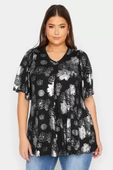 Image of Floral Foil Print Top
