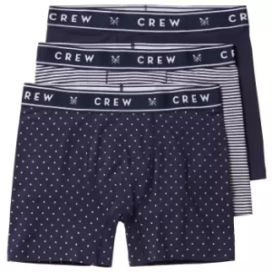 Image of Crew Clothing Jersey Boxers 3 Pack Navy White Spot Small