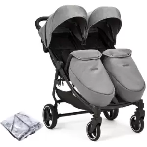 Image of Ickle Bubba Venus Max Double Pushchair Stroller with Raincover - Grey