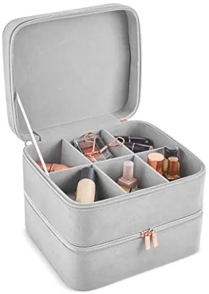 Image of Grey 2 Tier Makeup Case