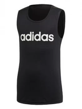 Image of Boys, adidas Youth Tank - Black/White, Size 4-5 Years